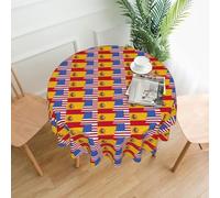 OXbnmm American Spain Flag Print Soft Round Tablecloth 60in Polyester Washable Cover Cozy Gift for Mom Housewarming