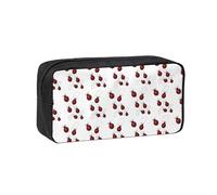 OXbnmm Art Ladybug Tracks Printed Pencil Pouch Spacious Storage Bag Smooth Zipper Polyester Holder for Students Teachers