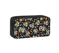 OXbnmm Autism Awareness Puzzle Pieces Heart Printed Pencil Pouch Spacious Storage Bag Smooth Zipper Polyester Holder for Students Teachers