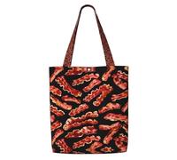 OXbnmm Bacon Pattern Canvas Heavy Duty 12oz Canvas Huge Grocery Bag Shopping Tote Moving Bag Laundry Bag