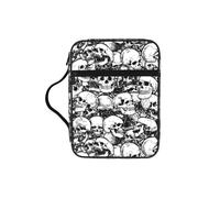 OXbnmm Black and White Skulls Pattern Printed Bible Cover Case, Protective Travel Organizer for Journal, Portable Church Book Bag