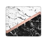 OXbnmm Black White Marble Large Extended Mouse Pad With Lock Edge & Non-Slip Base, Thick Durable Desk Mat For Work