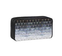 OXbnmm Blue Hexagons and Diamonds Printed Pencil Pouch Spacious Storage Bag Smooth Zipper Polyester Holder for Students Teachers