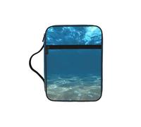 OXbnmm Blue Ocean Sea Wavy Seascape Printed Bible Cover Case, Protective Travel Organizer for Journal, Portable Church Book Bag