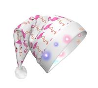 OXbnmm Cartoon Flamingo Santa Hats, Light Up Christmas Hats, Santa Hat With Led Lights, Flashing Santa Claus Hat For Adults