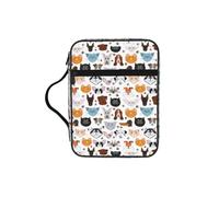 OXbnmm Cat and Dog Faces Bulldog Beagle Labrador Printed Bible Cover Case, Protective Travel Organizer for Journal, Portable Church Book Bag