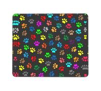 OXbnmm Colorful Dog Paw Print Black Large Extended Mouse Pad With Lock Edge & Non-Slip Base, Thick Durable Desk Mat For Work