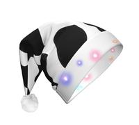 OXbnmm Cow Spot Santa Hats, Light Up Christmas Hats, Santa Hat With Led Lights, Flashing Santa Claus Hat For Adults