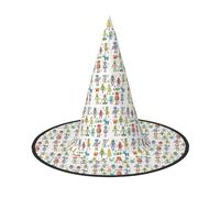 OXbnmm Cute Cartoon Robots Printing 2 Pack Witch Hats Halloween For Role Playing 13 Inches Tall Masked Balls Hat Women