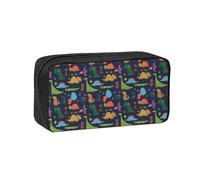 OXbnmm Dinosaur Palm Leaf Printed Pencil Pouch Spacious Storage Bag Smooth Zipper Polyester Holder for Students Teachers