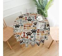 OXbnmm Dog Bones Paw Prints Print Soft Round Tablecloth 60in Polyester Washable Cover Cozy Gift for Mom Housewarming