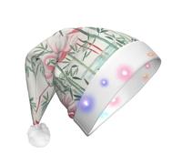 OXbnmm Floral Flamingo Botany Santa Hats, Light Up Christmas Hats, Santa Hat With Led Lights, Flashing Santa Claus Hat For Adults