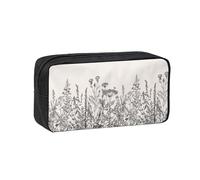 OXbnmm Floral Herbs Botanical Engraving Printed Pencil Pouch Spacious Storage Bag Smooth Zipper Polyester Holder for Students Teachers