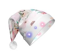 OXbnmm Floral With Flamingo Santa Hats, Light Up Christmas Hats, Santa Hat With Led Lights, Flashing Santa Claus Hat For Adults