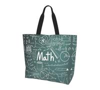 OXbnmm Formulas Shapes Theory Math Printed Large Tote Bag For Women, Reusable Shoulder Bags With Pocket, Lightweight Handbag For Vacation, Pool, Gym