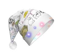 OXbnmm French Paris Tour Eiffel Tower Santa Hats, Light Up Christmas Hats, Santa Hat With Led Lights, Flashing Santa Claus Hat For Adults