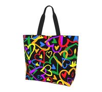 OXbnmm Gay Pride Rainbow Printed Large Tote Bag For Women, Reusable Shoulder Bags With Pocket, Lightweight Handbag For Vacation, Pool, Gym