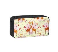 OXbnmm Giraffe Heart Flower Butterfly Printed Pencil Pouch Spacious Storage Bag Smooth Zipper Polyester Holder for Students Teachers
