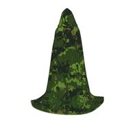 OXbnmm Green Army Digital Camouflage Teenager Hooded Cape Cloak Small Cosplay Costume Witch Vampire Wizard Masquerade Ball Stage
