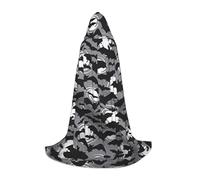 OXbnmm Halloween Bats Grey Teenager Hooded Cape Cloak Small Cosplay Costume Witch Vampire Wizard Masquerade Ball Stage