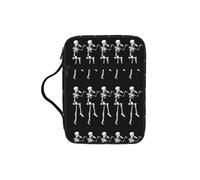 OXbnmm Halloween Posable Skeleton Skull Printed Bible Cover Case, Protective Travel Organizer for Journal, Portable Church Book Bag