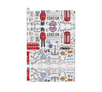 OXbnmm I Love London Printing 24"X16" Premium Microfiber Golf Towel,Waffle Pattern With Carabiner Clip,For Golf Cart Club