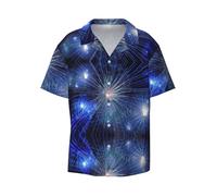 OXbnmm New Year Pyrotechnics Printing Men's Fashion Summer Shirts Sleeve Button Cuban Hawaiian Shirt Vacation Black