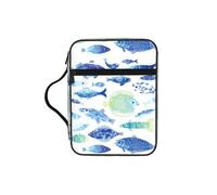 OXbnmm Ocean Life Printed Bible Cover Case, Protective Travel Organizer for Journal, Portable Church Book Bag