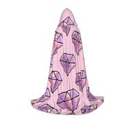 OXbnmm Pink Diamond Pattern Teenager Hooded Cape Cloak Small Cosplay Costume Witch Vampire Wizard Masquerade Ball Stage