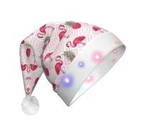 OXbnmm Pink Flamingo Pineapple Santa Hats, Light Up Christmas Hats, Santa Hat With Led Lights, Flashing Santa Claus Hat For Adults