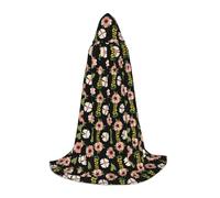 OXbnmm Pink Jasmine Flower Teenager Hooded Cape Cloak Small Cosplay Costume Witch Vampire Wizard Masquerade Ball Stage