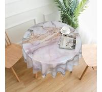 OXbnmm Pink White Marble Pattern Print Soft Round Tablecloth 60in Polyester Washable Cover Cozy Gift for Mom Housewarming