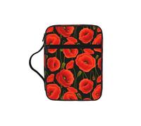 OXbnmm Poppy Flowers Printed Bible Cover Case, Protective Travel Organizer for Journal, Portable Church Book Bag