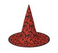 OXbnmm Poppy Flowers Printing 2 Pack Witch Hats Halloween For Role Playing 13 Inches Tall Masked Balls Hat Women