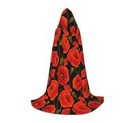 OXbnmm Poppy Flowers Teenager Hooded Cape Cloak Small Cosplay Costume Witch Vampire Wizard Masquerade Ball Stage