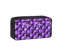 OXbnmm Purple Cute Butterfly Print Printed Pencil Pouch Spacious Storage Bag Smooth Zipper Polyester Holder for Students Teachers