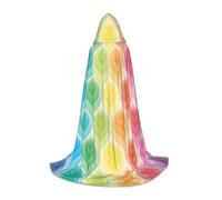 OXbnmm Rainbow Colors Gradient Leaf Teenager Hooded Cape Cloak Small Cosplay Costume Witch Vampire Wizard Masquerade Ball Stage
