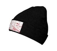 OXbnmm Red Paint Art Printing Winter Trendy Knit Floppy Cap Beanies Elastic Warm Knitted Hat for Outdoor Travel Fishing Hats