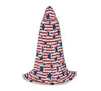 OXbnmm Red White Star Stripe Flag Teenager Hooded Cape Cloak Small Cosplay Costume Witch Vampire Wizard Masquerade Ball Stage