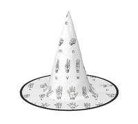 OXbnmm Sign Language Alphabet. Printing 2 Pack Witch Hats Halloween For Role Playing 13 Inches Tall Masked Balls Hat Women