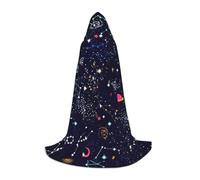 OXbnmm Star Constellation Map Teenager Hooded Cape Cloak Small Cosplay Costume Witch Vampire Wizard Masquerade Ball Stage