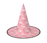 OXbnmm Summer Flamingo Palm Leaves Printing 2 Pack Witch Hats Halloween For Role Playing 13 Inches Tall Masked Balls Hat Women