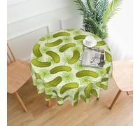 OXbnmm Sushi Dill Pickles Print Soft Round Tablecloth 60in Polyester Washable Cover Cozy Gift for Mom Housewarming