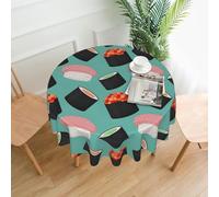 OXbnmm Sushi Food Pattern1 Print Soft Round Tablecloth 60in Polyester Washable Cover Cozy Gift for Mom Housewarming