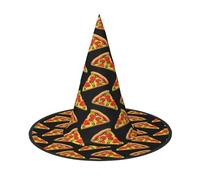 OXbnmm Tasty Pizza Printing 2 Pack Witch Hats Halloween For Role Playing 13 Inches Tall Masked Balls Hat Women