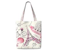OXbnmm The Paris Tower And A Bicycle Canvas Heavy Duty 12oz Canvas Huge Grocery Bag Shopping Tote Moving Bag Laundry Bag