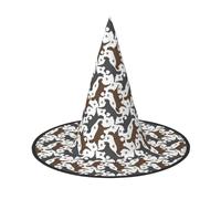 OXbnmm Trotting Flat Coated Retrievers Paw Printing 2 Pack Witch Hats Halloween For Role Playing 13 Inches Tall Masked Balls Hat Women