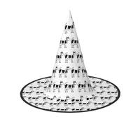 OXbnmm White And Black Cow Printing 2 Pack Witch Hats Halloween For Role Playing 13 Inches Tall Masked Balls Hat Women