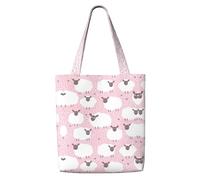 OXbnmm White Sheep On Pink Background Canvas Heavy Duty 12oz Canvas Huge Grocery Bag Shopping Tote Moving Bag Laundry Bag