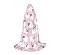 OXbnmm White Sheep On Pink Background Teenager Hooded Cape Cloak Small Cosplay Costume Witch Vampire Wizard Masquerade Ball Stage